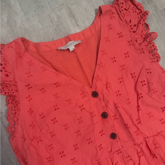 LOFT Orange Pink Ruffled Tiered Sundress - Picture 3 of 5